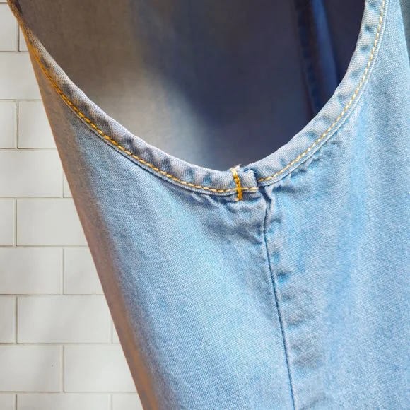 BLACK MARKET Denim Tencel Jumpsuit Romper Elastic Waist Medium Loose Fit - Picture 5 of 11